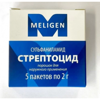 СТРЕПТОЦИД 2,0 N5 ПАКЕТ ПОР Д/НАРУЖ ПРИМ/ПАЧКА (Мелиген)