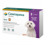 Симпарика таб для собак 2,6-5кг 10мг №3 (zoetis)