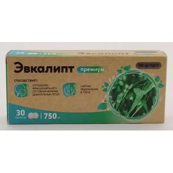 Эвкалипт Премиум BioForte таб. д/рассас 750мг №30 (Барнаульский ЗМП)