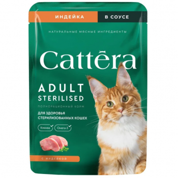 Cattera для стер кошек Индейка в соусе пауч 75г Cattera для стер кошек Индейка в соусе пауч 75г